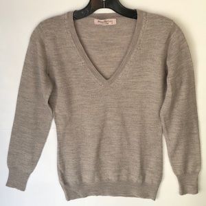 Brunella Gori Gray Wool V Neck Long Sleeves  Pullover Sweater  Size S